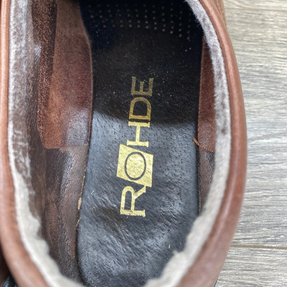 Rohde Roflex Loafers Mens EU 41 Brown Leather Woven Perforated Slip On Shoes